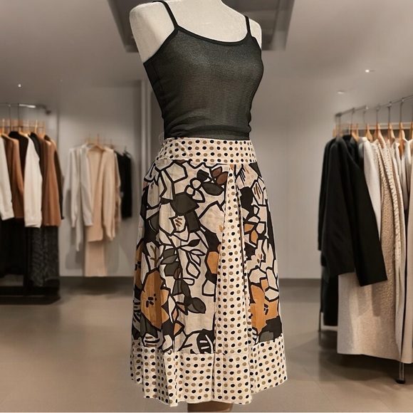 New Weekend Max Mara Floral Dot Printed Cotton Poplin Skirt Sz IT 38 US 4 NWOT - Picture 4 of 16